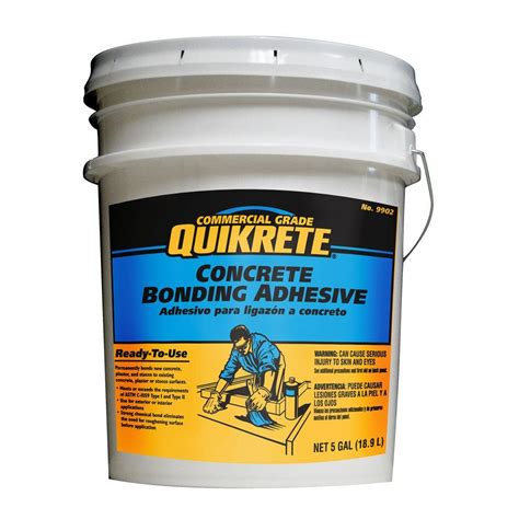 Bonding adhesive penetrates pores of old concrete, forming a chemical bond for new concrete overlays 1" or thicker. . Quikrete concrete bonding adhesive